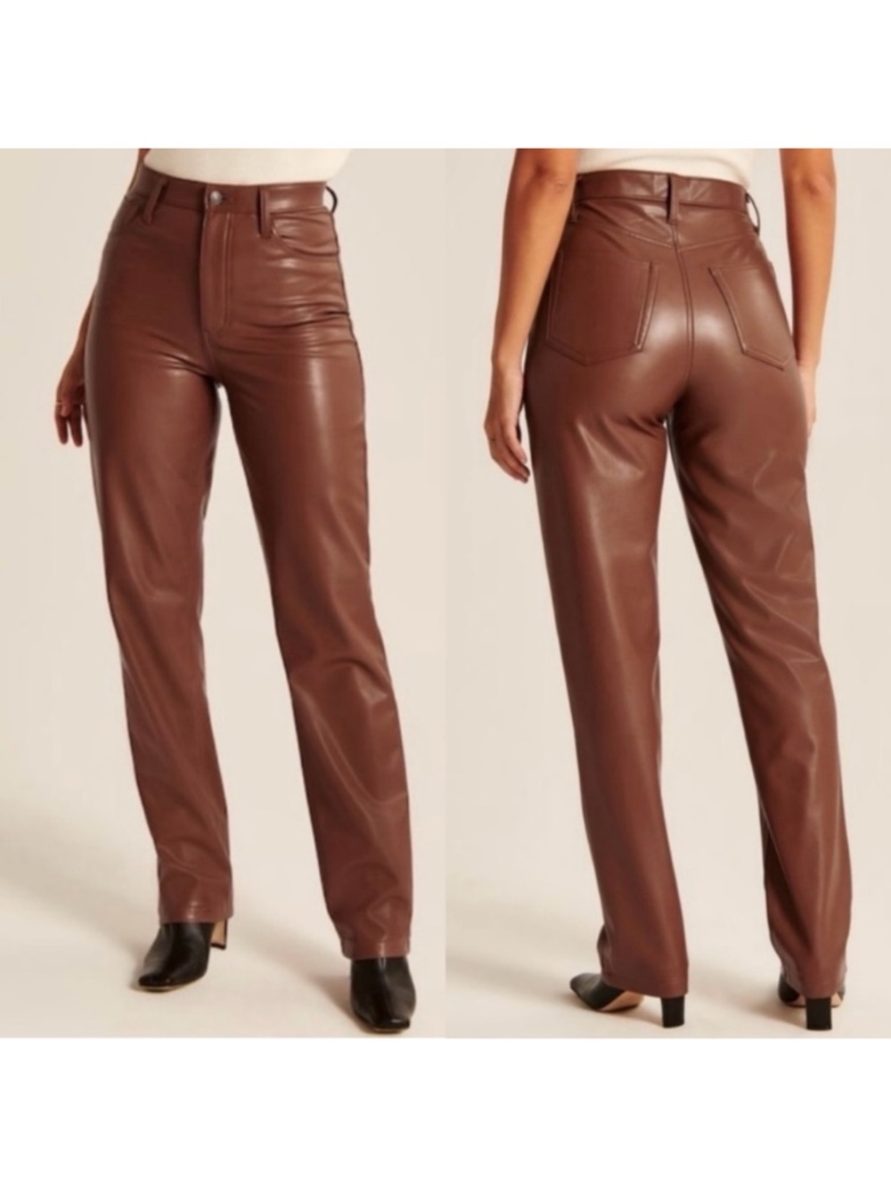 Abercrombie & Fitch '90s Straight Ultra High Rise Pants - Brown